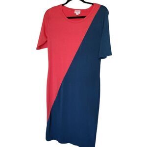 Lularoe Womens Simply Comfortable Colorblock Midi Dress Size Large